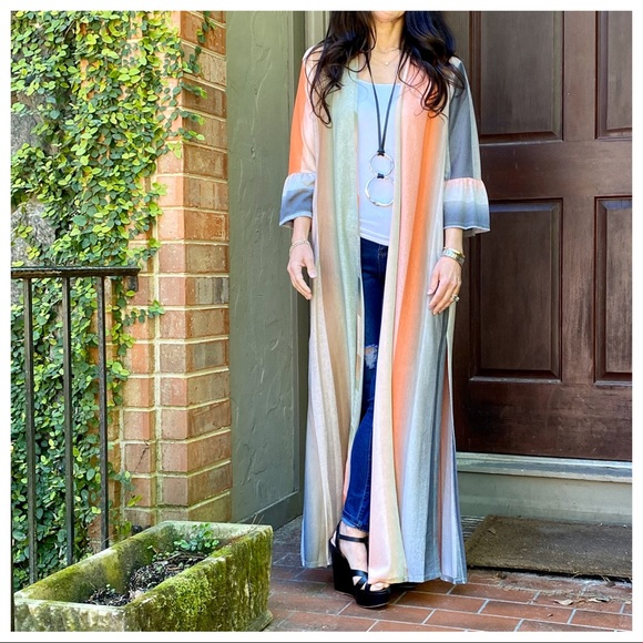 ✨LAST✨GORGEOUS MULTI COLOR SIDE SLIT LONG DUSTER - Picture 5 of 8